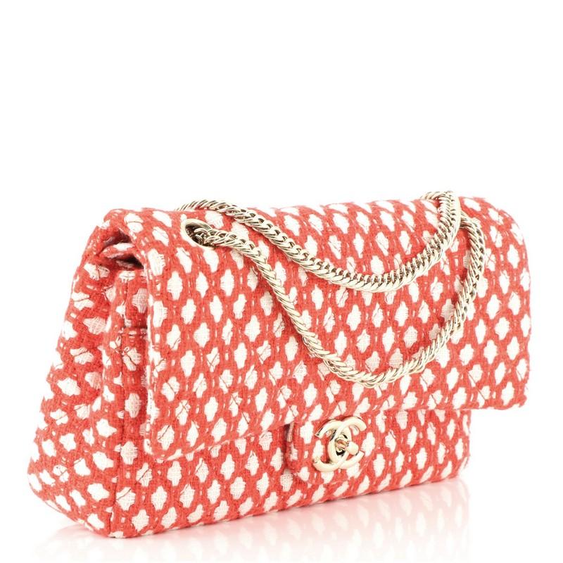 Chanel Bijoux Kette Doppelklappe Tasche Quilted Tweed Medium (Orange)