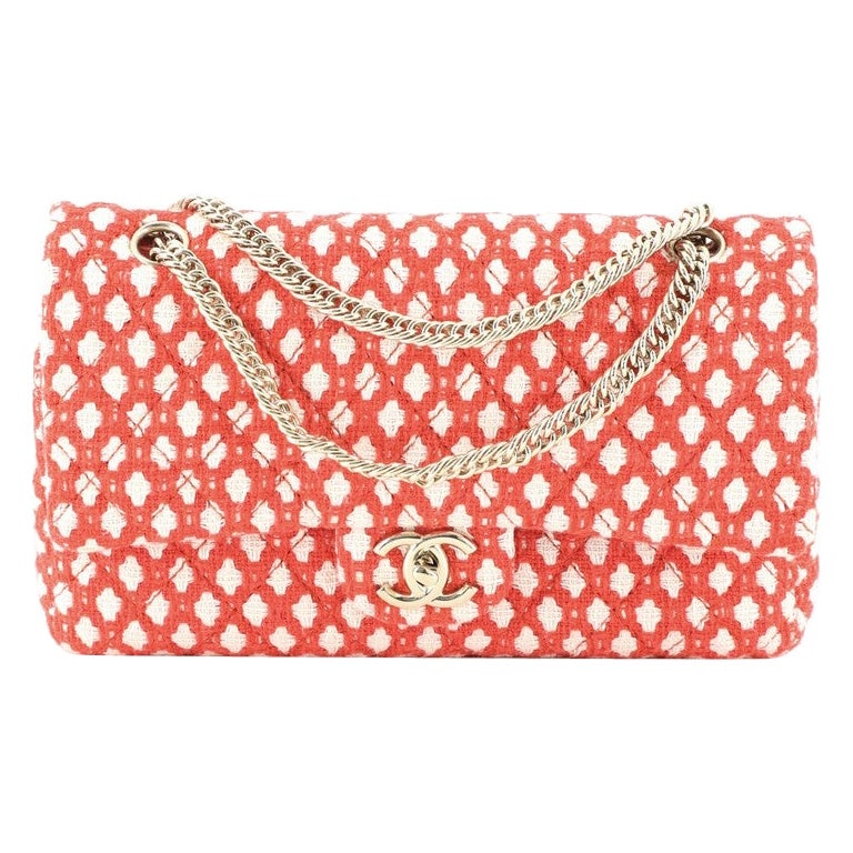Chanel Bijoux Kette Doppelklappe Tasche Quilted Tweed Medium