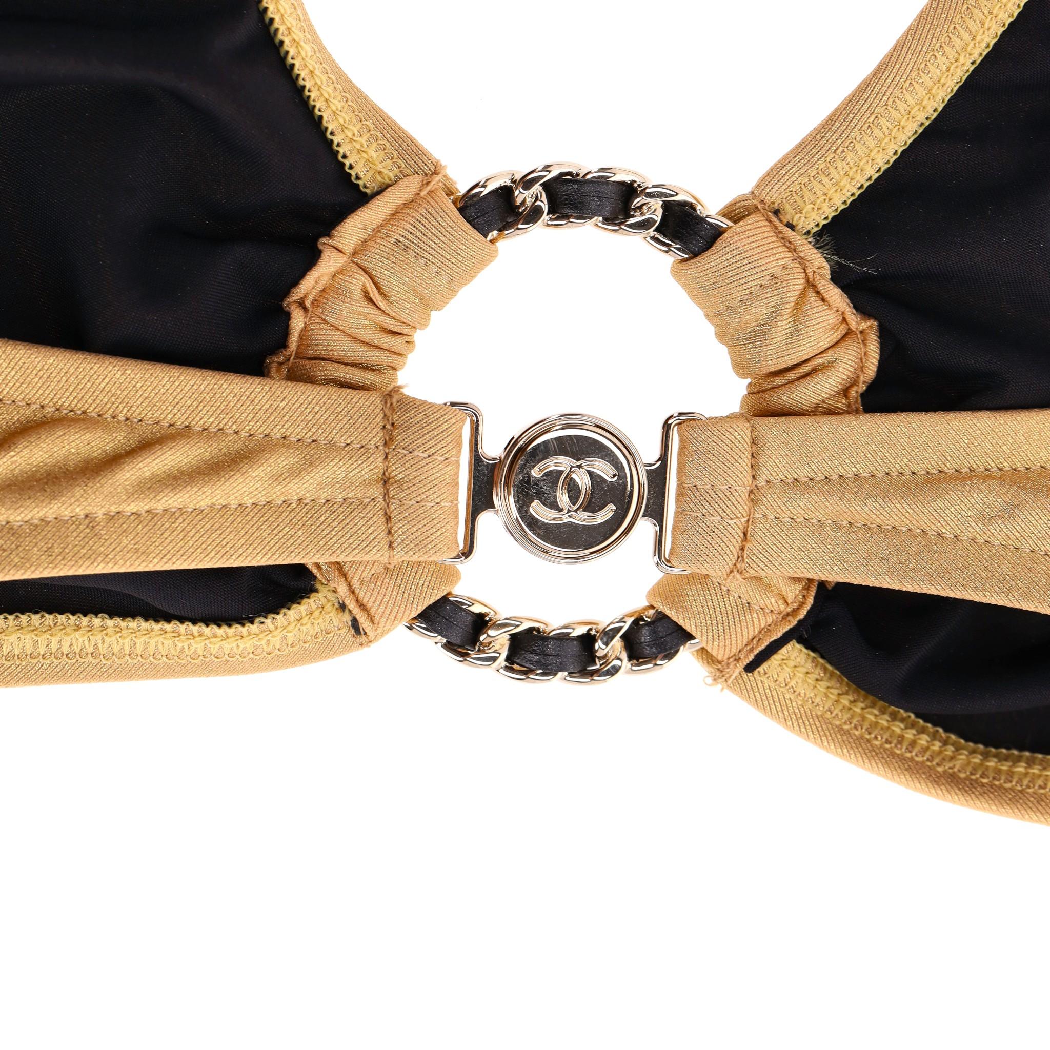 Chanel Bikini Top & Bottom With Leather & Chain Detail 3