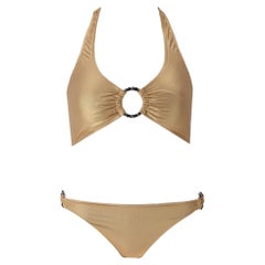 Chanel Bikini Top & Bottom With Leather & Chain Detail
