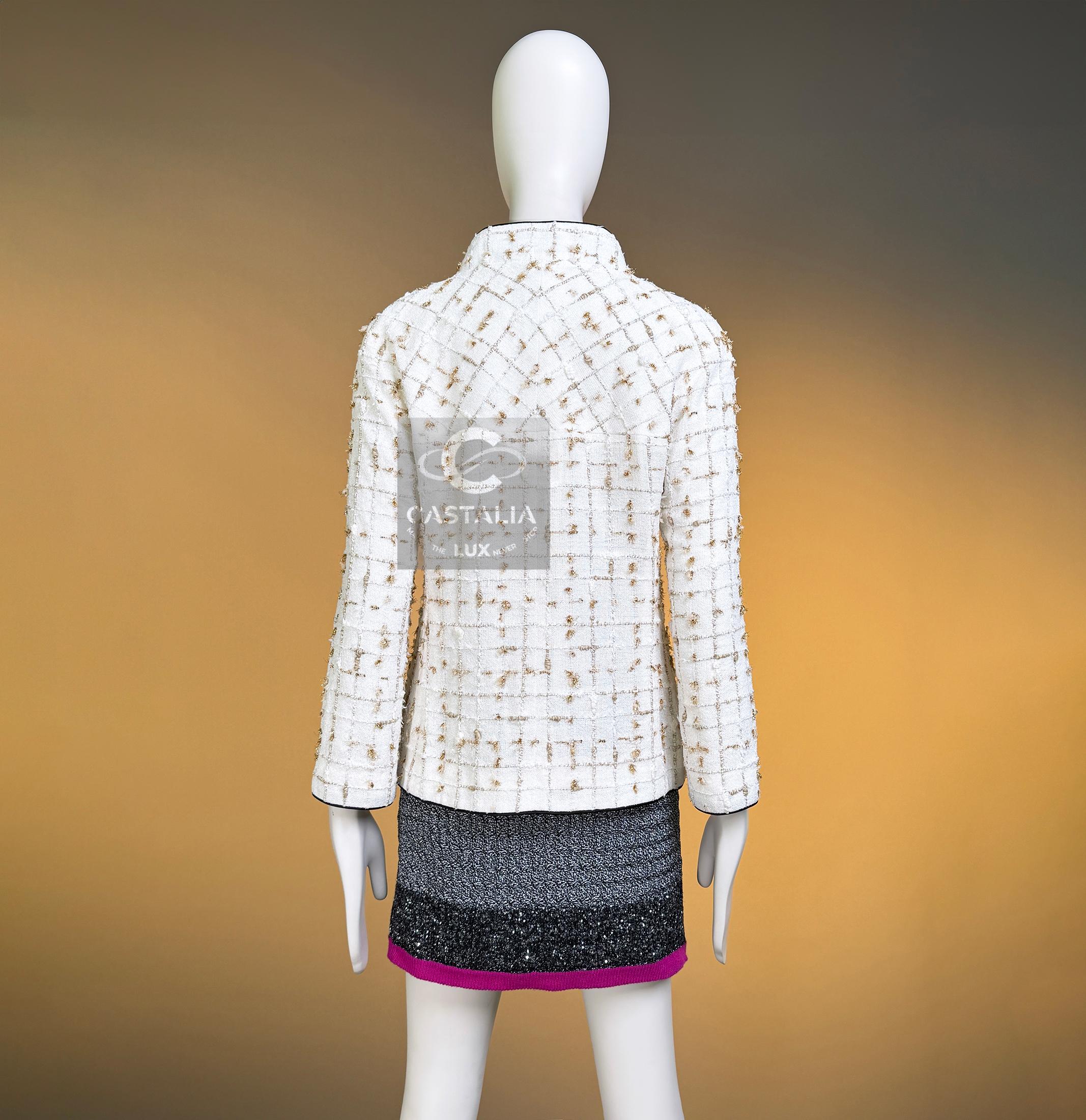 Chanel Billboard Legend 2019 Giacca in tweed bianco 38 FR in vendita 14