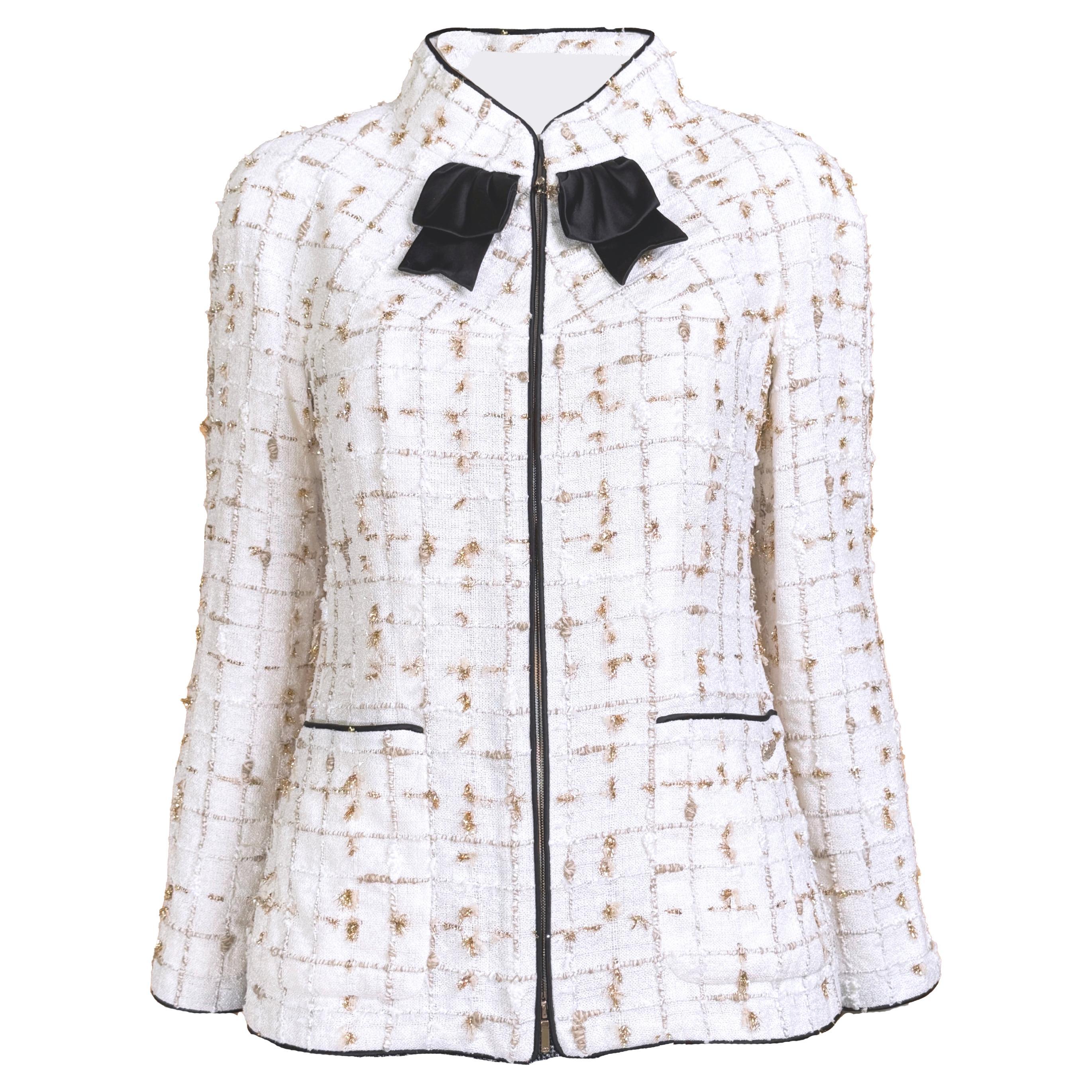 Chanel Billboard Legend 2019 Giacca in tweed bianco 38 FR