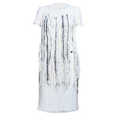 CHANEL Billboards Star Fringed Tweed Dress 34 FR