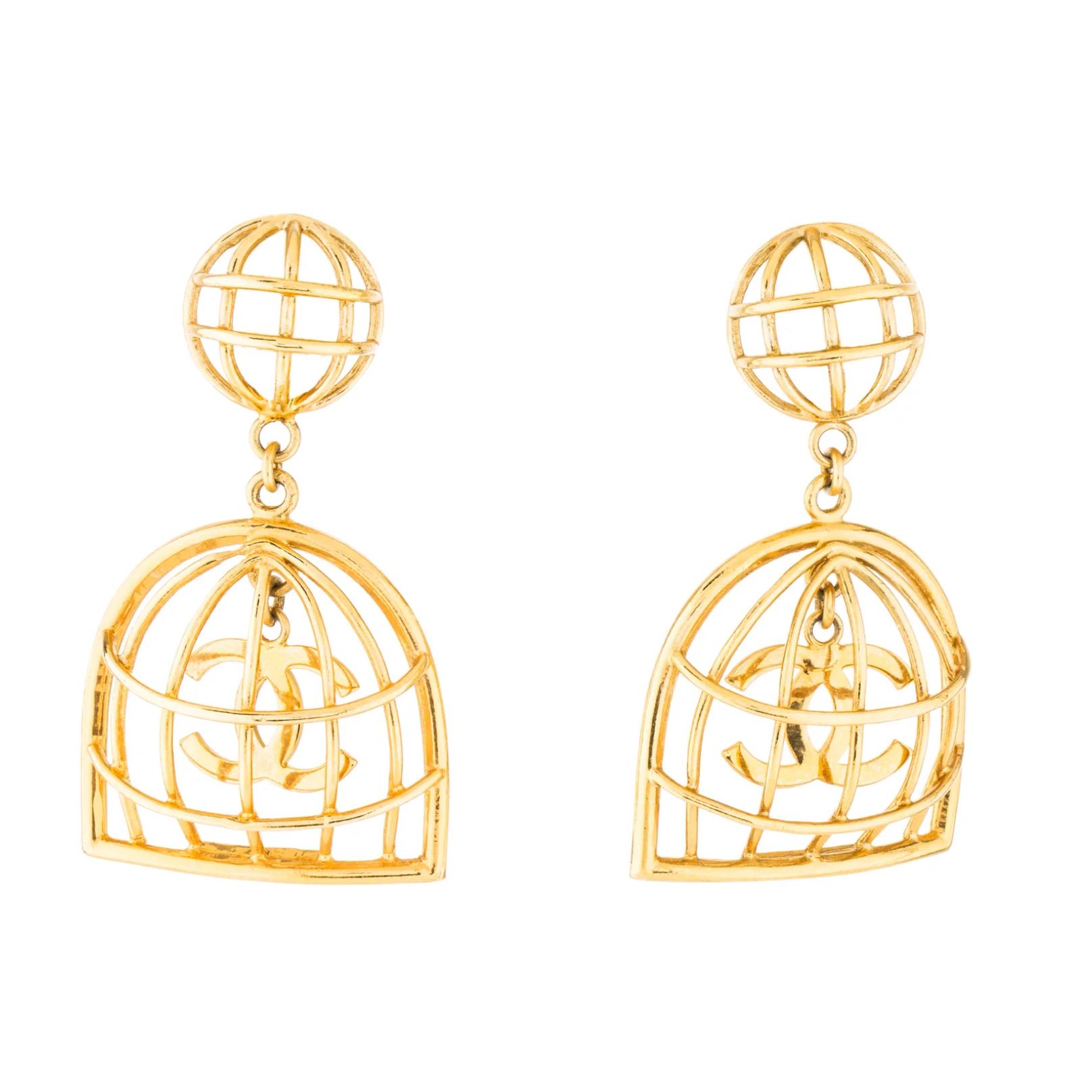 Chanel Birdcage Clip on Earrings 1993 collection vintage repaired
