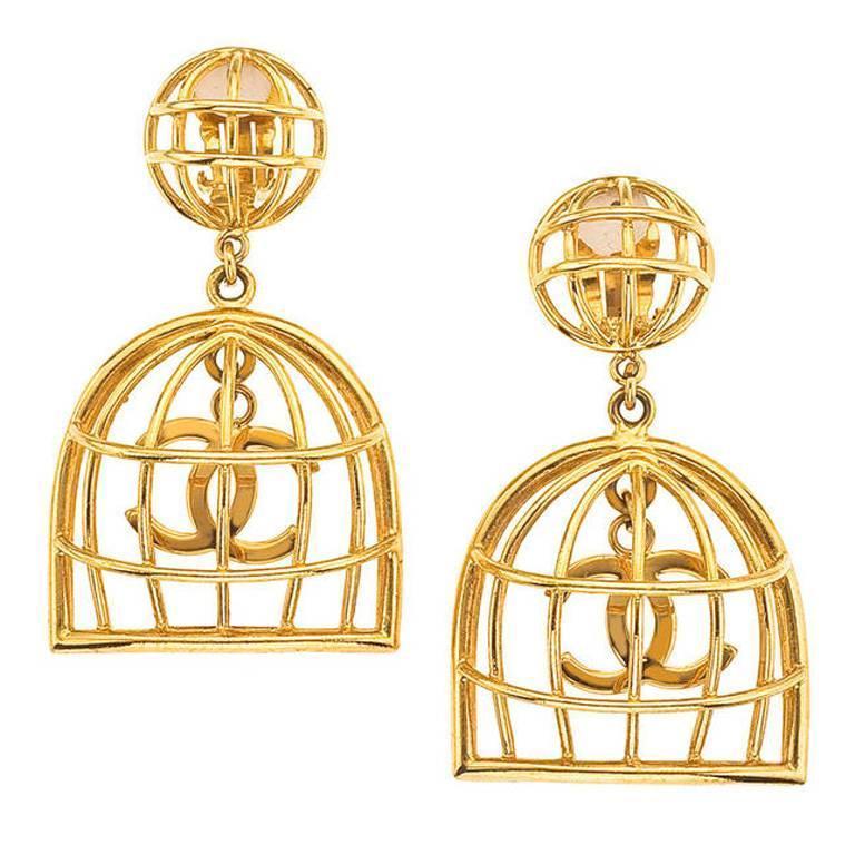 chanel bird cage earrings