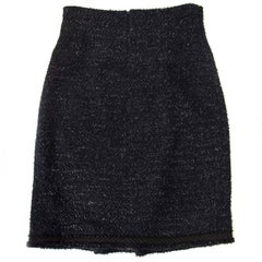 Chanel Black & Blue Tweed Skirt - Size 38 (FR)