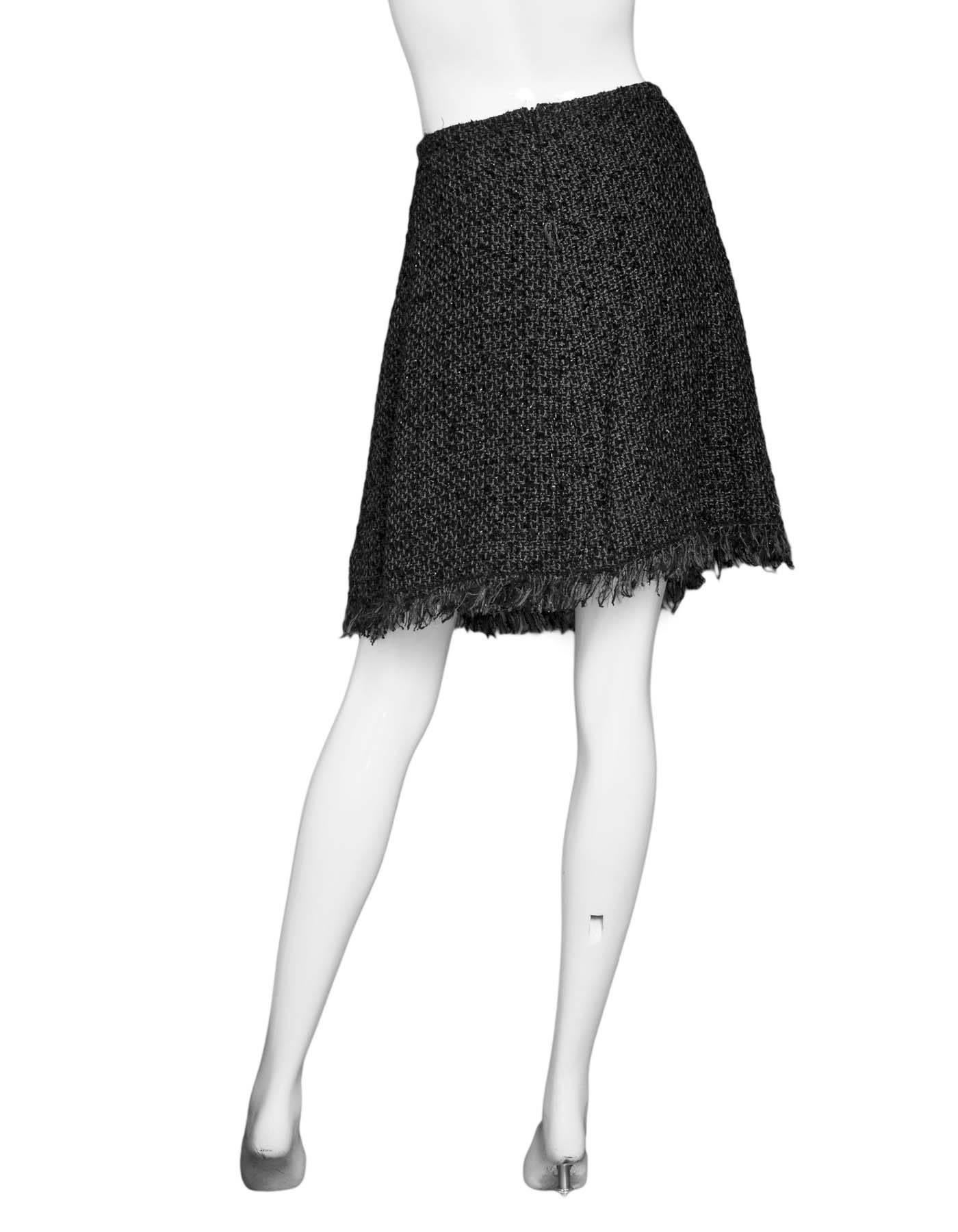 Chanel Black & Grey Tweed Skirt Sz FR40 1
