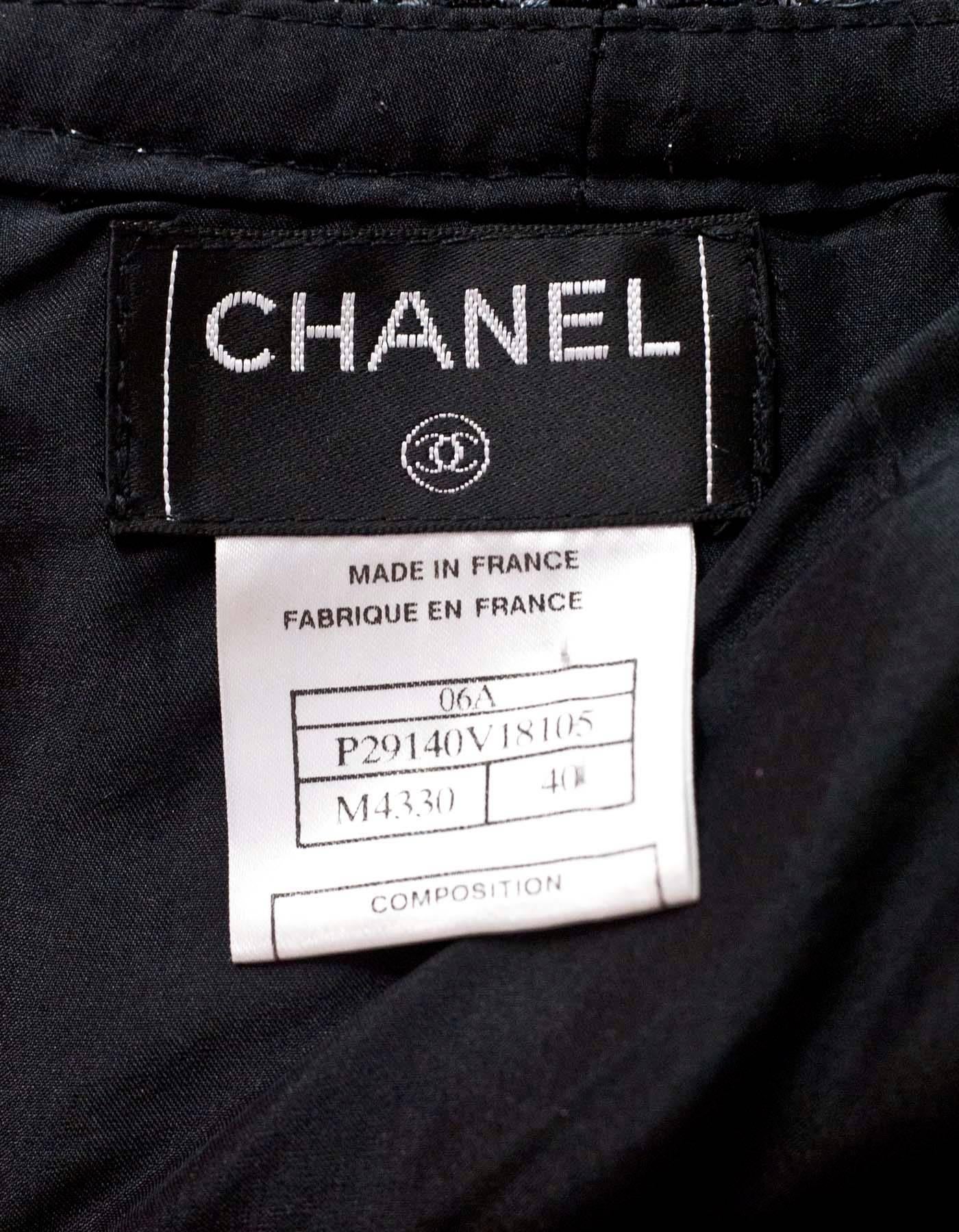 Chanel Black & Grey Tweed Skirt Sz FR40 3