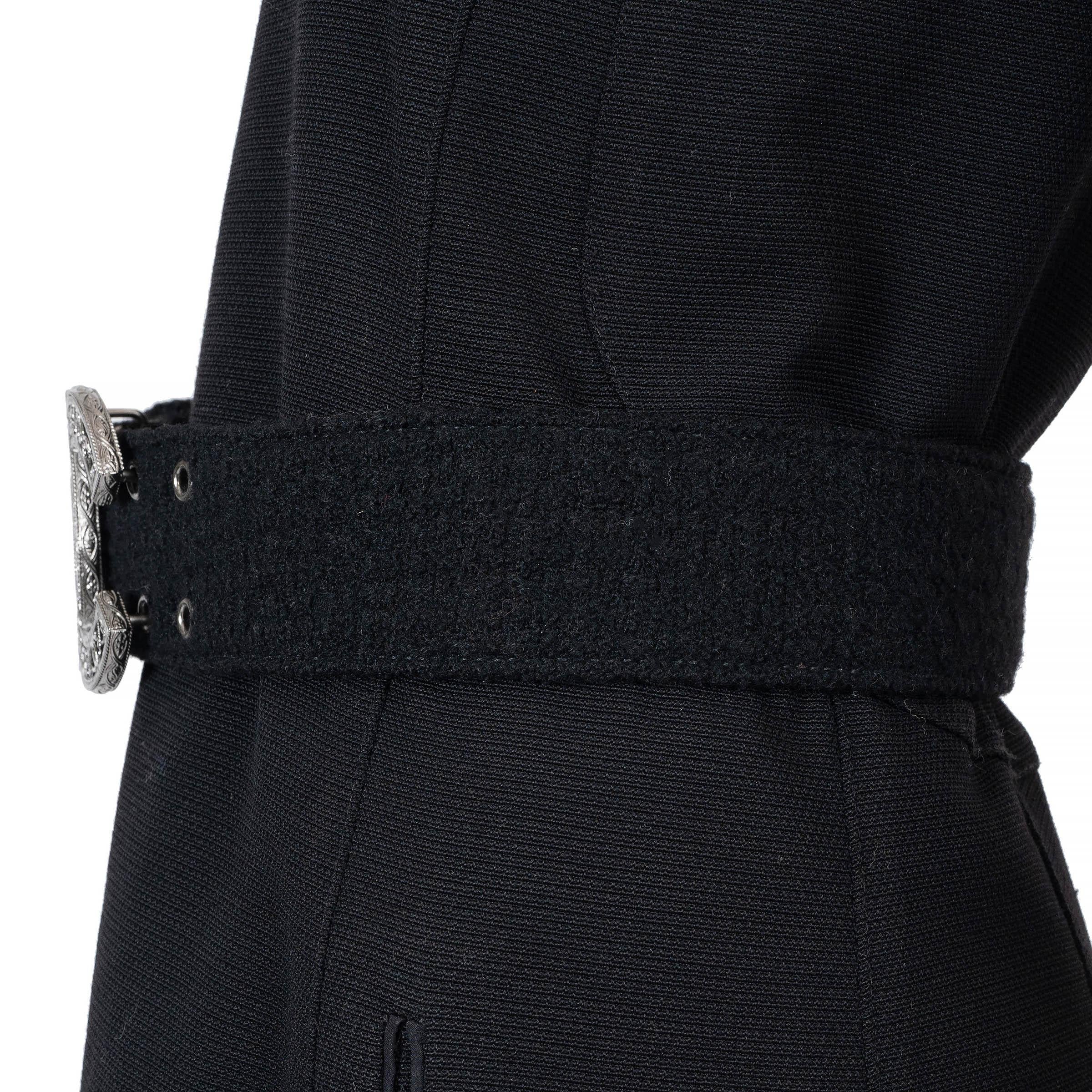 Black CHANEL black 08A LONDON CC FILIGREE TWEED Waist Belt 38 For Sale