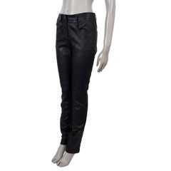 CHANEL black 11A BYZANCE QUILTED LEATHER Pants 38 S