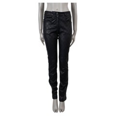 CHANEL black 11A BYZANCE QUILTED LEATHER Pants 38 S
