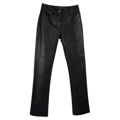 CHANEL black 11P PERFORATED TRIM LEATHER Pants 34 XXS CHANEL black 11P PERFORATED TRIM LEATHER Pants 34 XXS