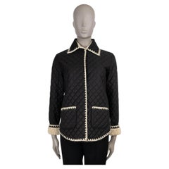 CHANEL black 18A COCO NEIGE FAUX FUR TRIM QUILTED PUFFER Jacket 34 XXS