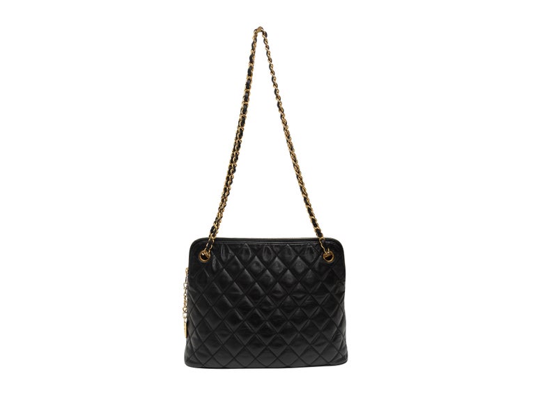 Chanel Black 1980s Quilted Leather Bag For Sale at 1stDibs