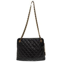 Chanel Black 1980s Quilted Leather Bag
