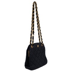 CHANEL black 1991 QUILTED GROSGRAIN MINI Bag