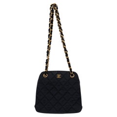 CHANEL black 1991 QUILTED GROSGRAIN MINI Bag