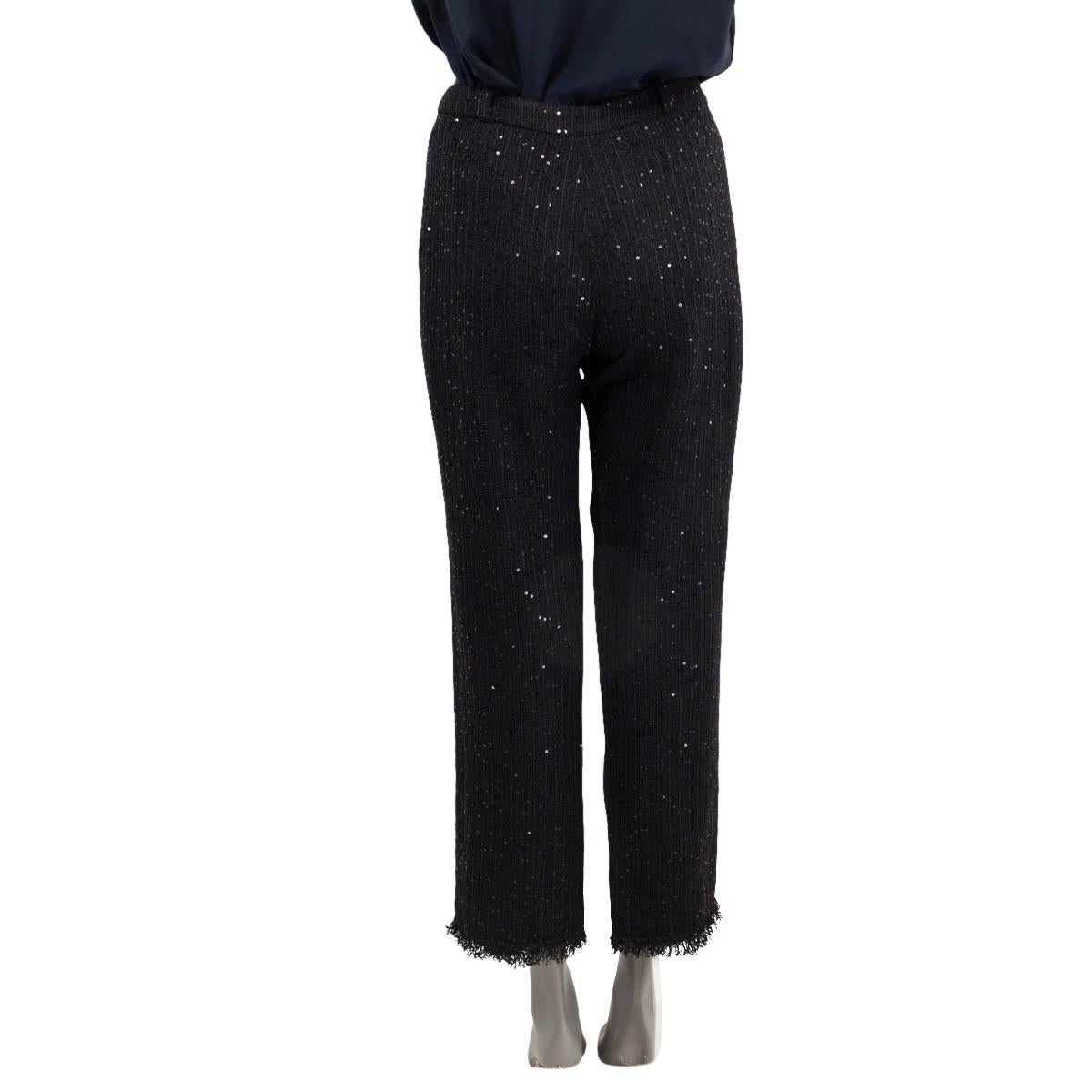 Black CHANEL black 2004 04P SEQUIN EMBELLISHED TWEED Pants 38 S For Sale