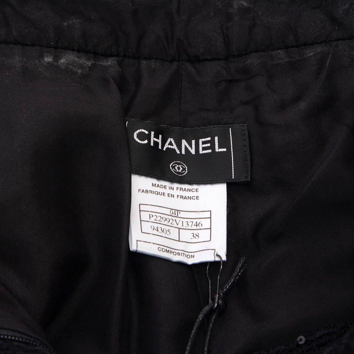 CHANEL black 2004 04P SEQUIN EMBELLISHED TWEED Pants 38 S For Sale 1