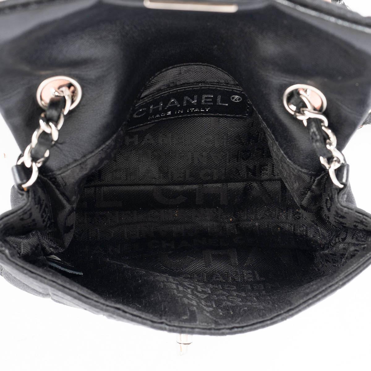 CHANEL black 2004 MIRROR & LIPSTICK SATIN MINI Shoulder Bag For Sale 1
