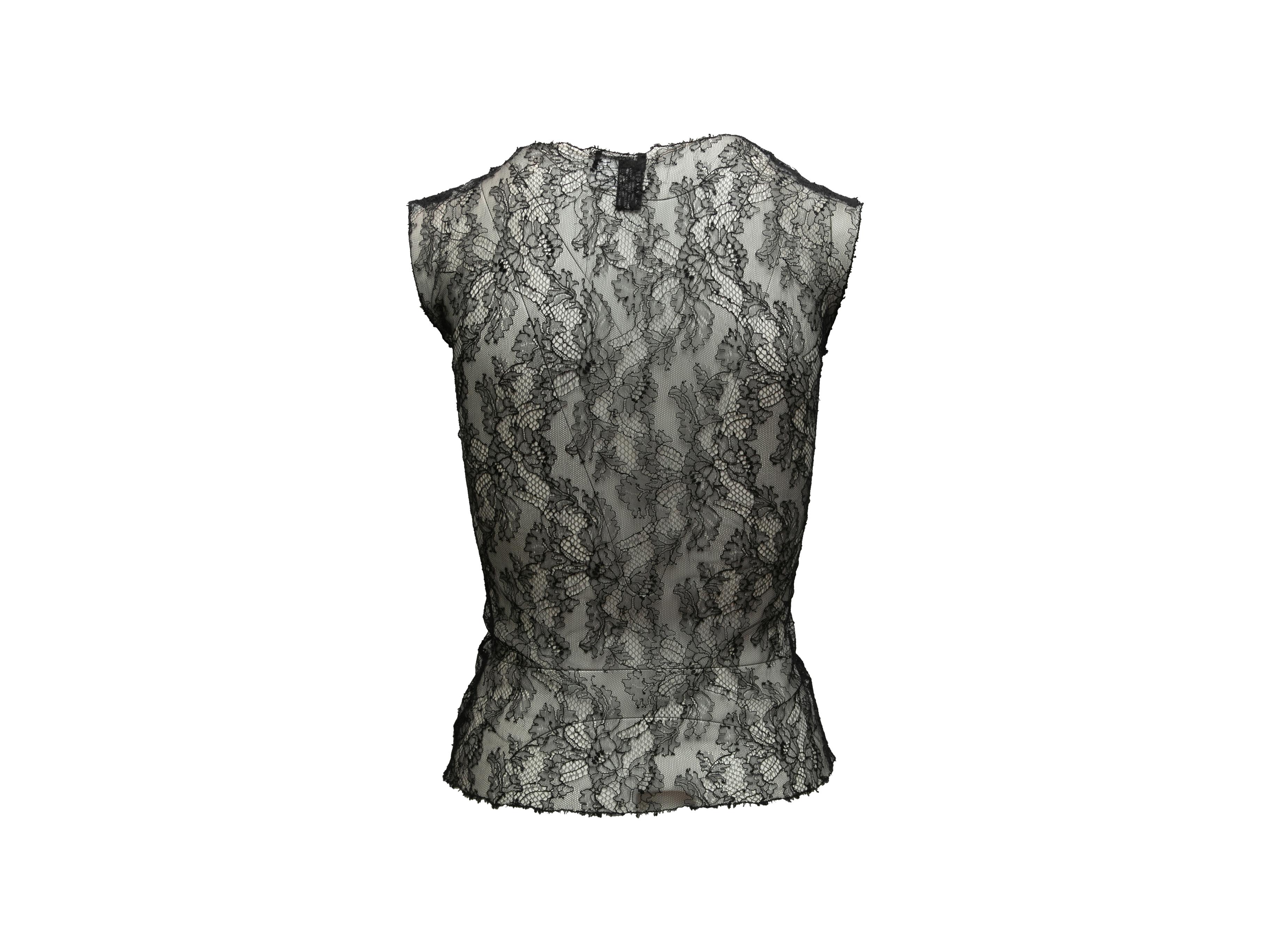 Chanel Black 2004 Sheer Sleeveless Lace Top 2