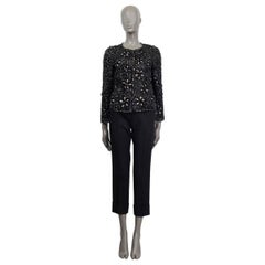 CHANEL black 2010 SEQUIN & FLOWER EMBELLISHED Evening Jacket 40 M