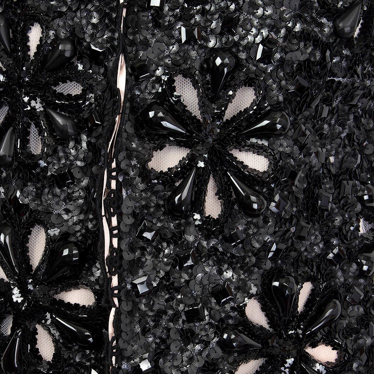 CHANEL black 2010 SEQUIN & FLOWER EMBELLISHED Evening Jacket 40 M For Sale 2