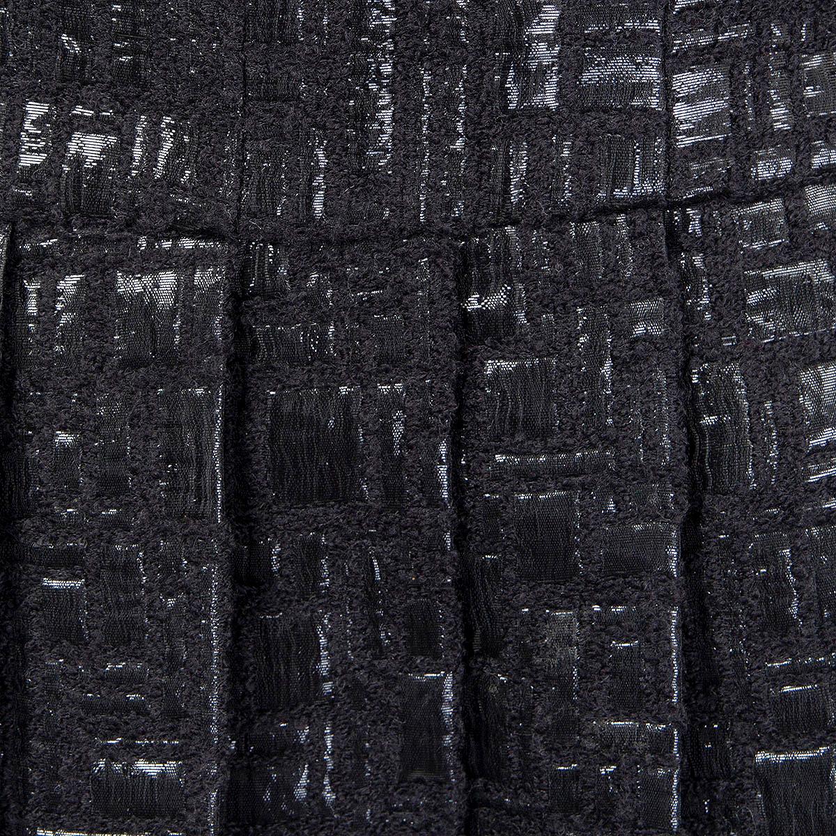 CHANEL black 2013 13K PLEATED TEXTURED MINI Skirt 38 S 2