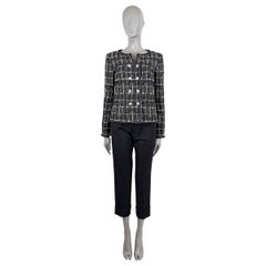 CHANEL black 2014 14P DOUBLE BREASTED BRAID TRIM TWEED Jacket 40 M