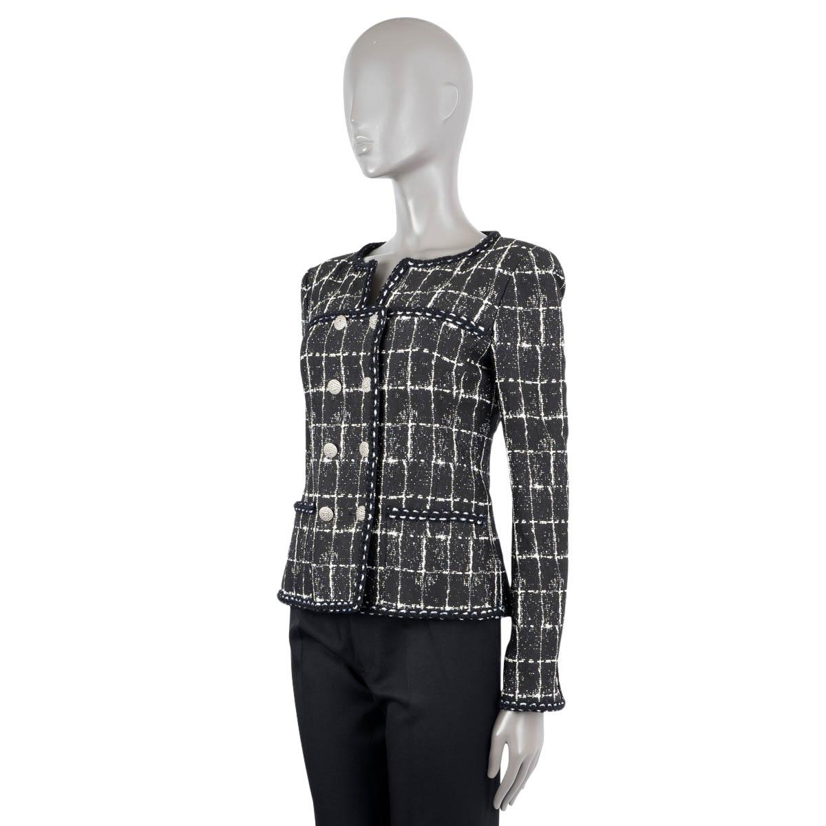 Donna CHANEL nero 2014 14P Giacca TWEED con doppio petto e bordo in treccia 40 M in vendita