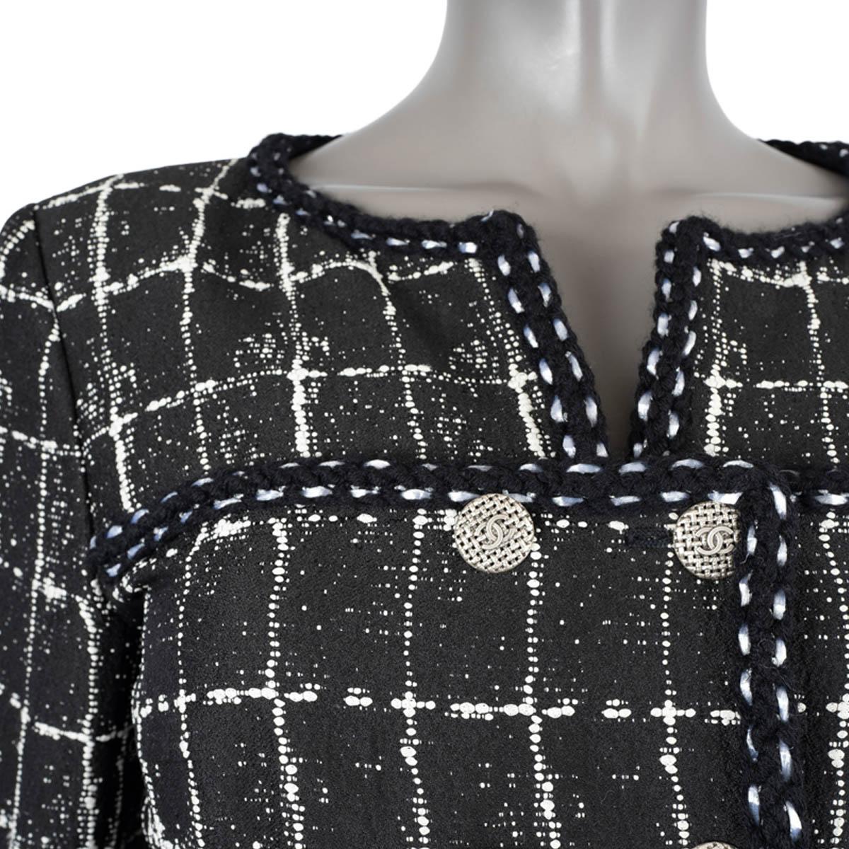 CHANEL black 2014 14P DOUBLE BREASTED BRAID TRIM TWEED Jacket 40 M For Sale 3