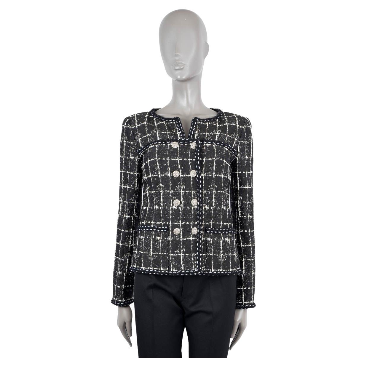 CHANEL nero 2014 14P Giacca TWEED con doppio petto e bordo in treccia 40 M