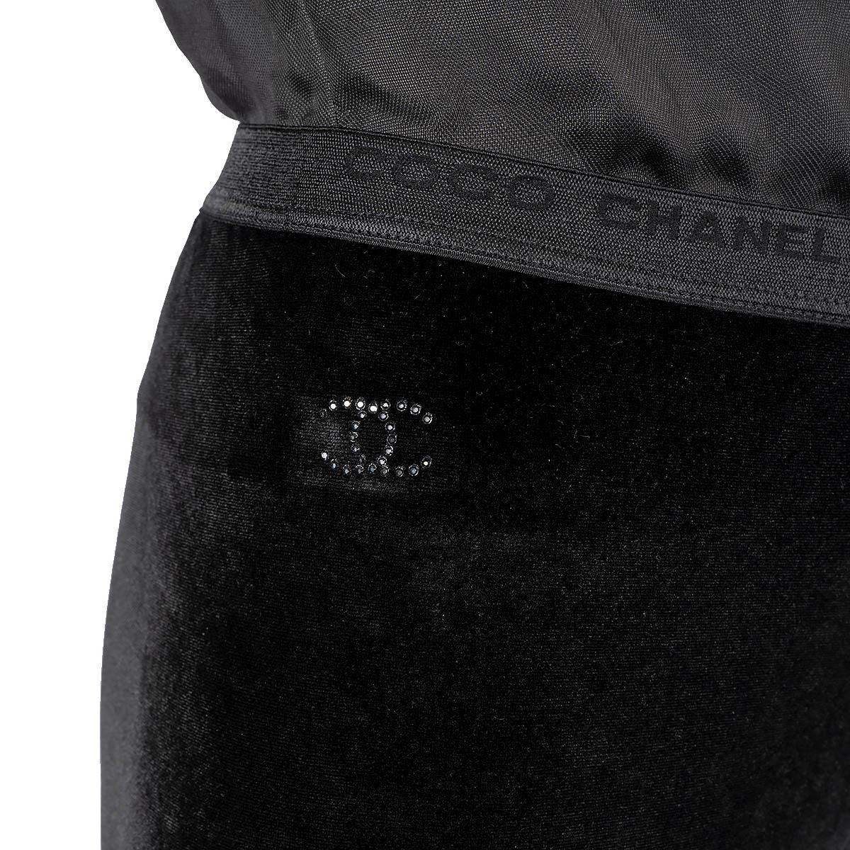  CHANEL noir 2015 15A SALZBURG VELVET LEGGINGS Pantalon II 2 Pour femmes 