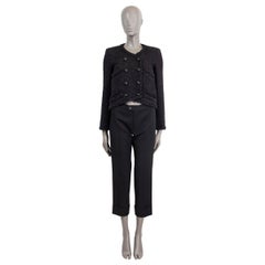 CHANEL black 2015 15P SEQUIN TWEED DOUBLE BREASTED Jacket 34 XXS