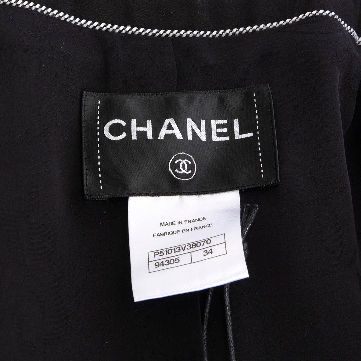CHANEL black 2015 15P SEQUIN TWEED DOUBLE BREASTED Jacket 34 XXS For Sale 3