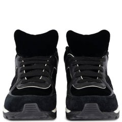 CHANEL black 2015 15P VELVET & SUEDE Sneakers Shoes 38.5