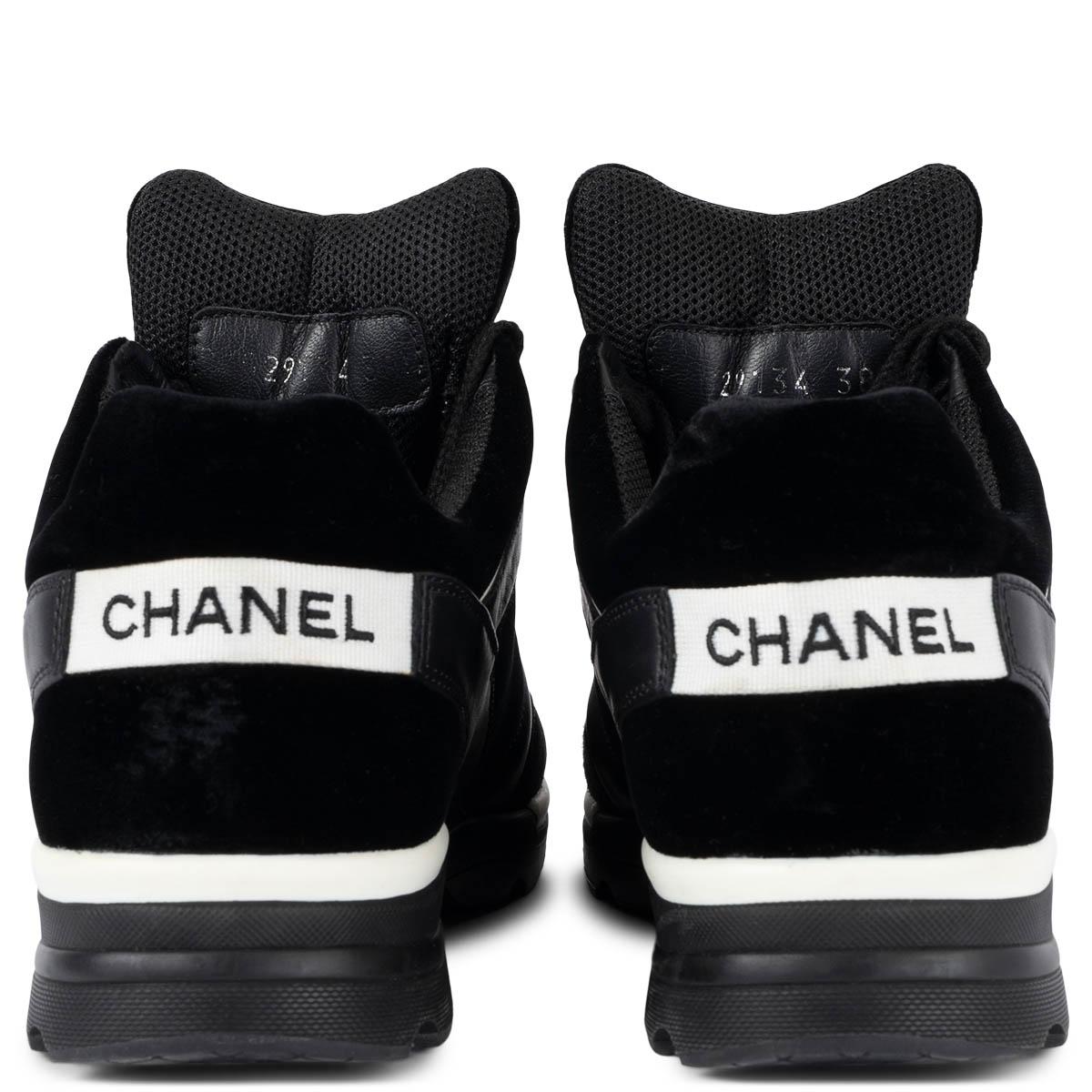 CHANEL black 2015 15P VELVET & SUEDE Sneakers Shoes 38.5 1