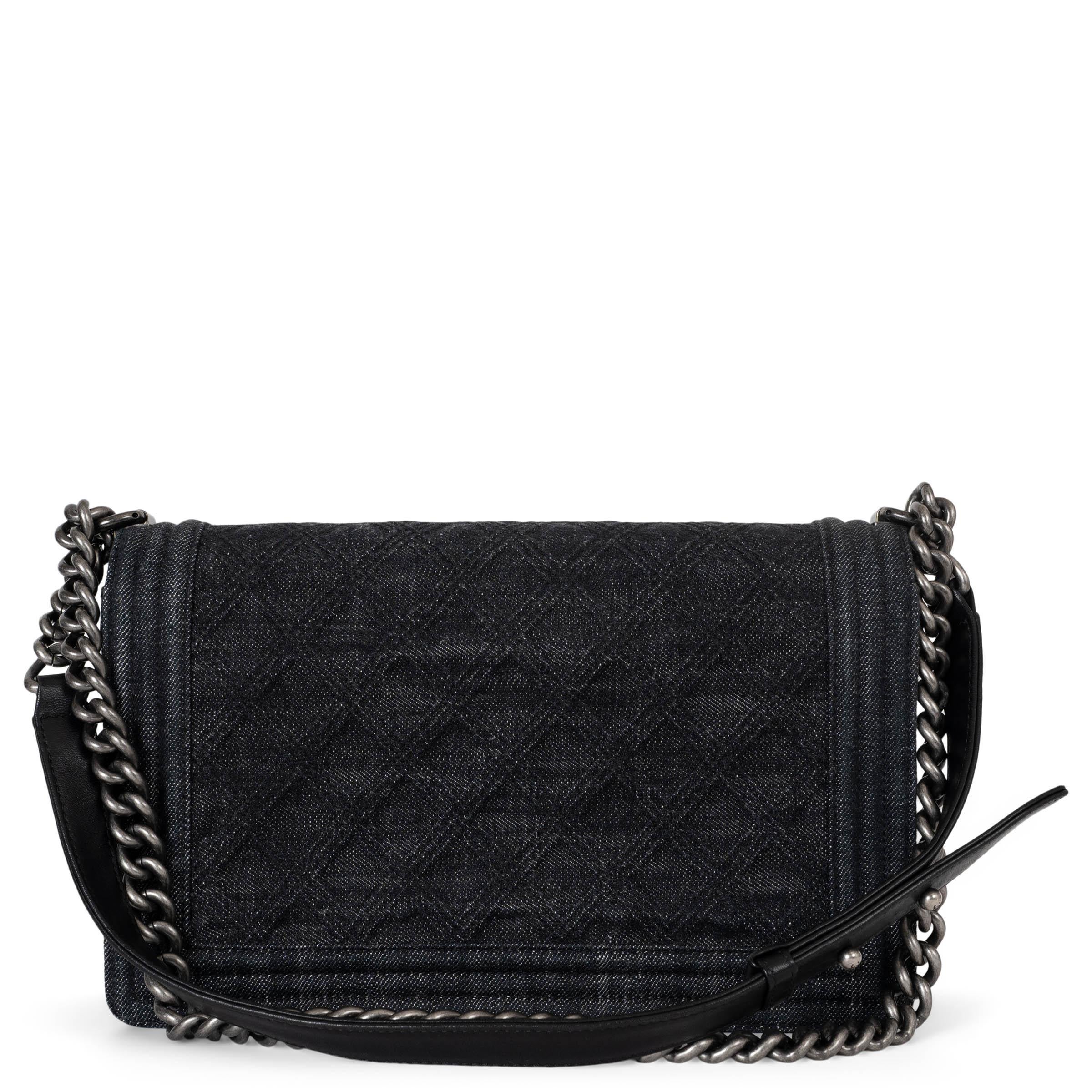 CHANEL negro 2015 DENIM BOY LARGE Bolso de hombro Negro en venta