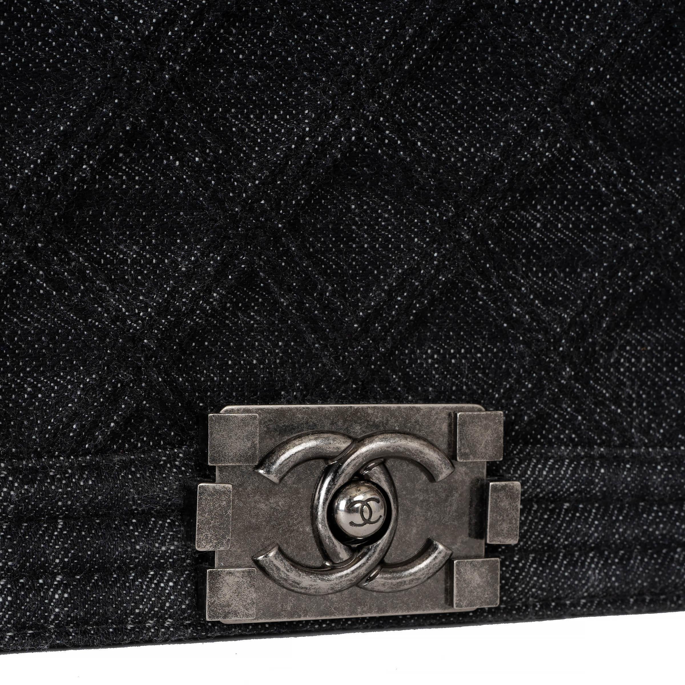 CHANEL negro 2015 DENIM BOY LARGE Bolso de hombro en venta 2