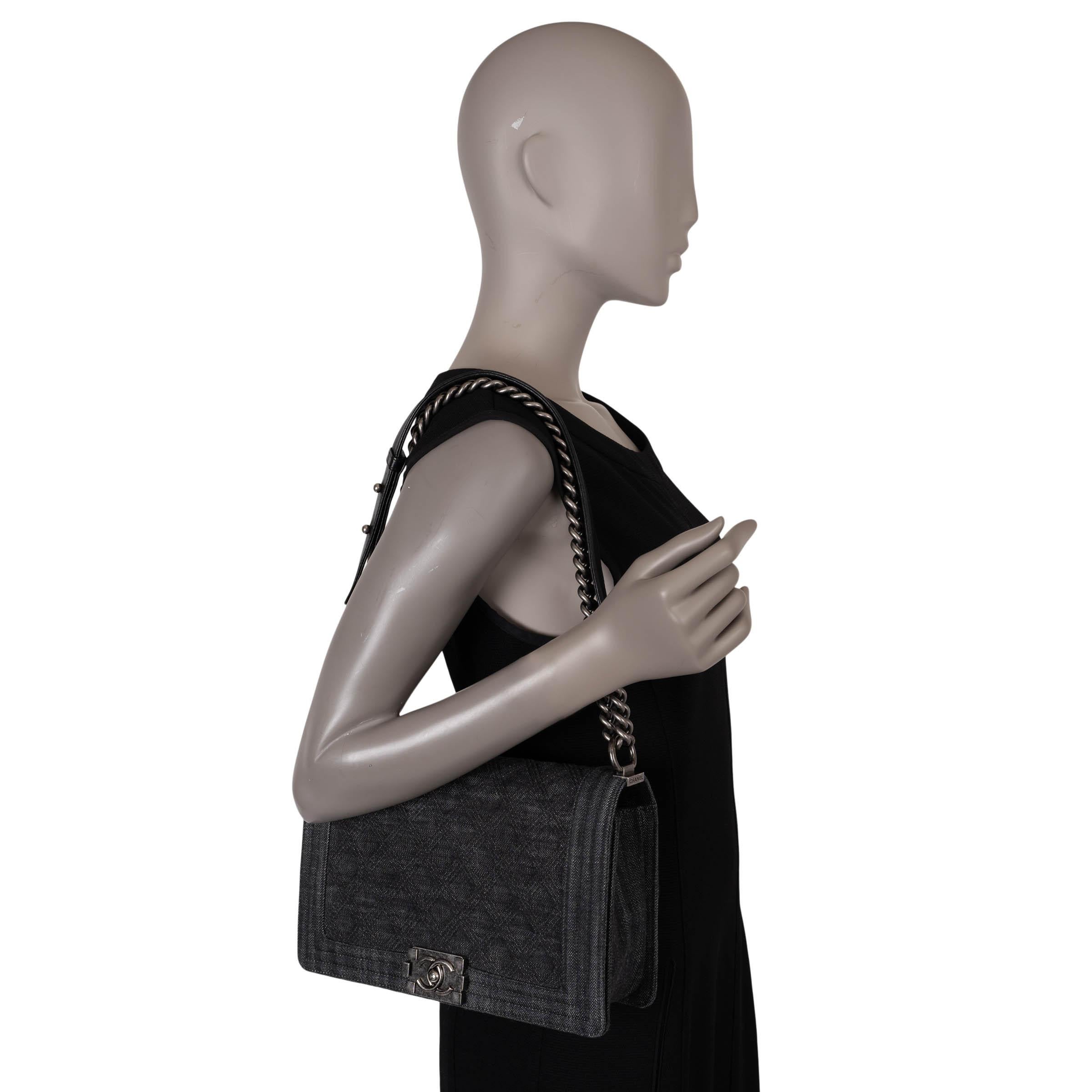 CHANEL negro 2015 DENIM BOY LARGE Bolso de hombro en venta 5