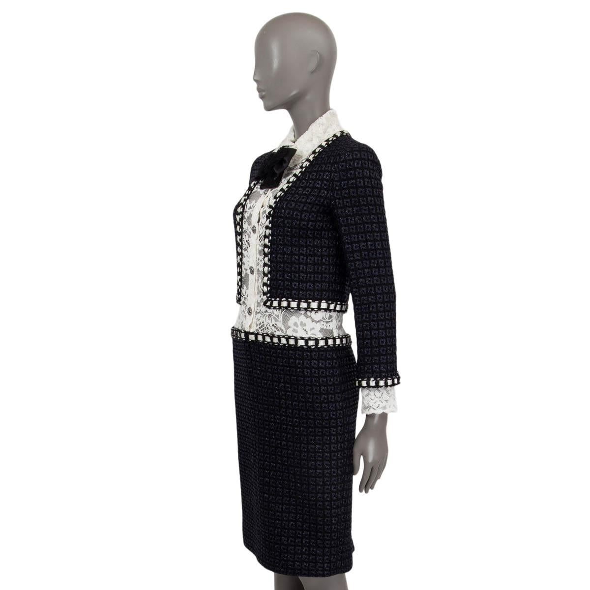 Women's CHANEL black 2016 16A ROME LACE & BOUCLE Shirt Dress 36 XS