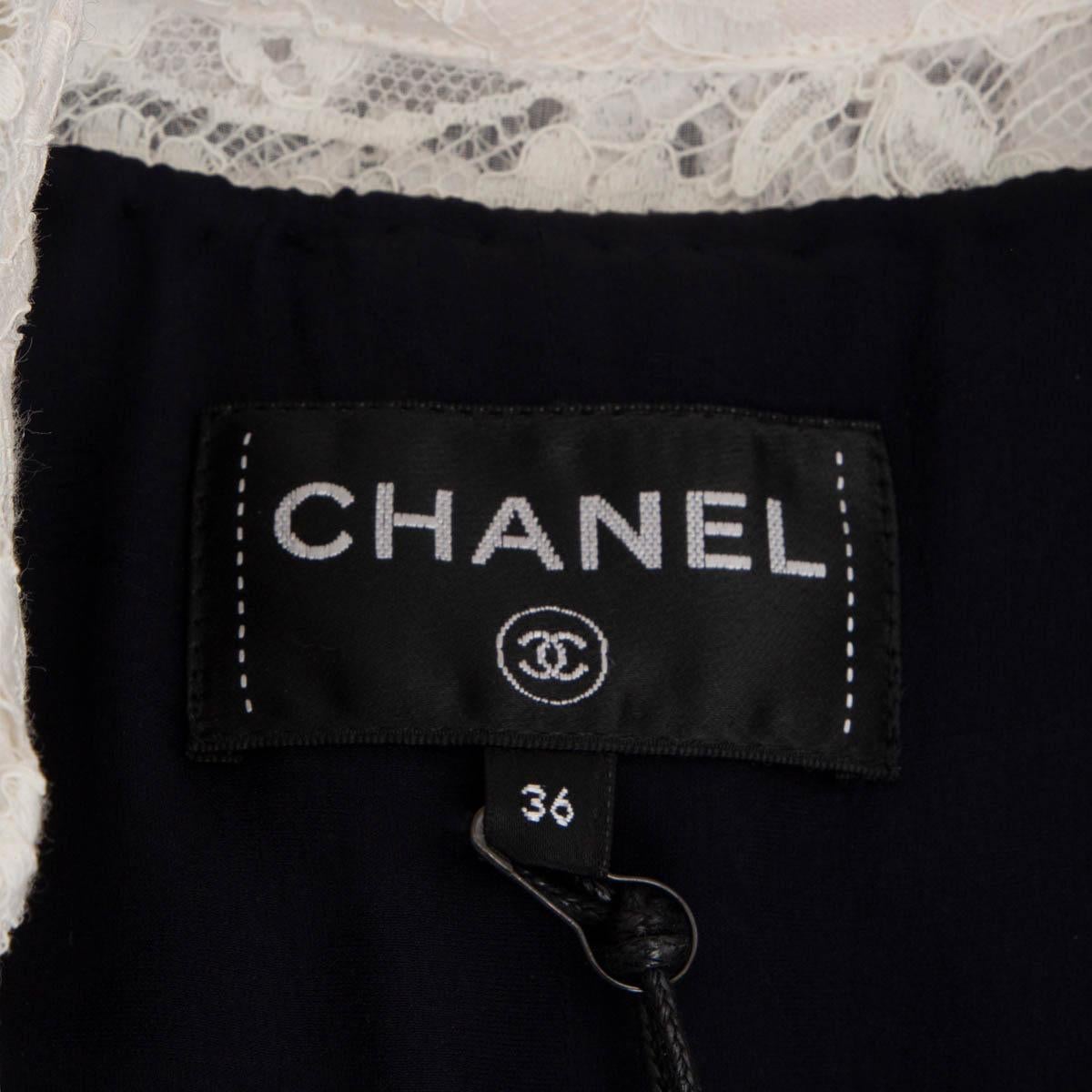 CHANEL black 2016 16A ROME LACE & BOUCLE Shirt Dress 36 XS 5