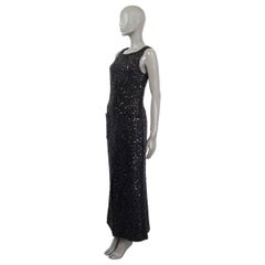 CHANEL - Robe longue noire en sequins, 17 carats, taille 38 S, 2017