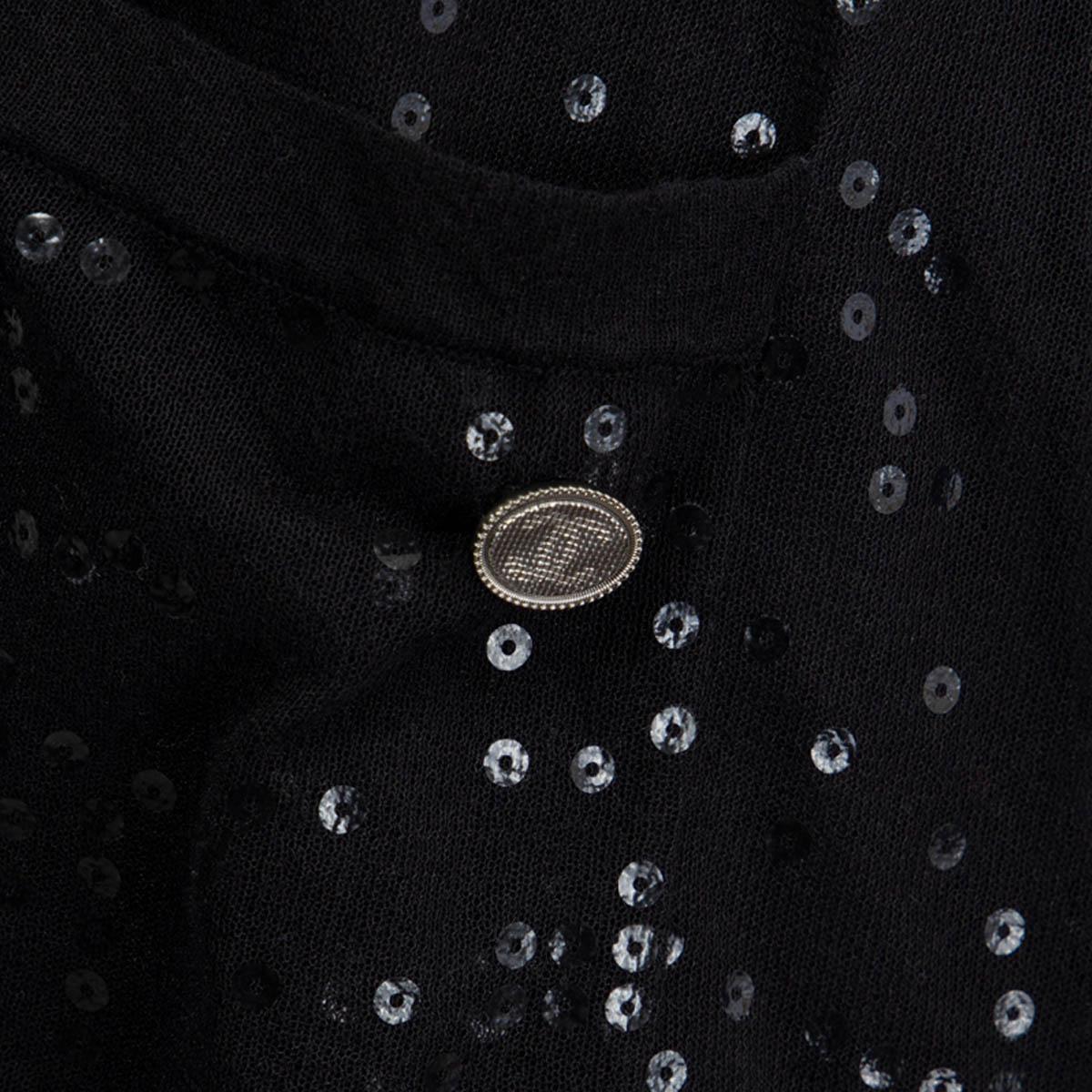 CHANEL black 2017 17P SEQUIN CAMELLIA SHEER SHIFT Dress 38 S For Sale 2