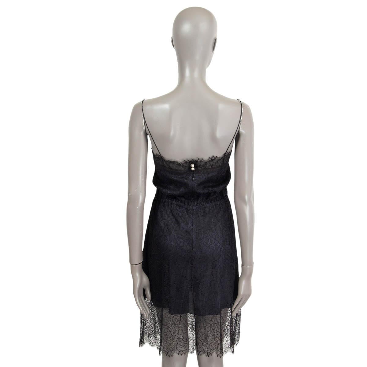 CHANEL black 2017 17S CHANTILLY LACE SLIP Dress 36 XS For Sale 1