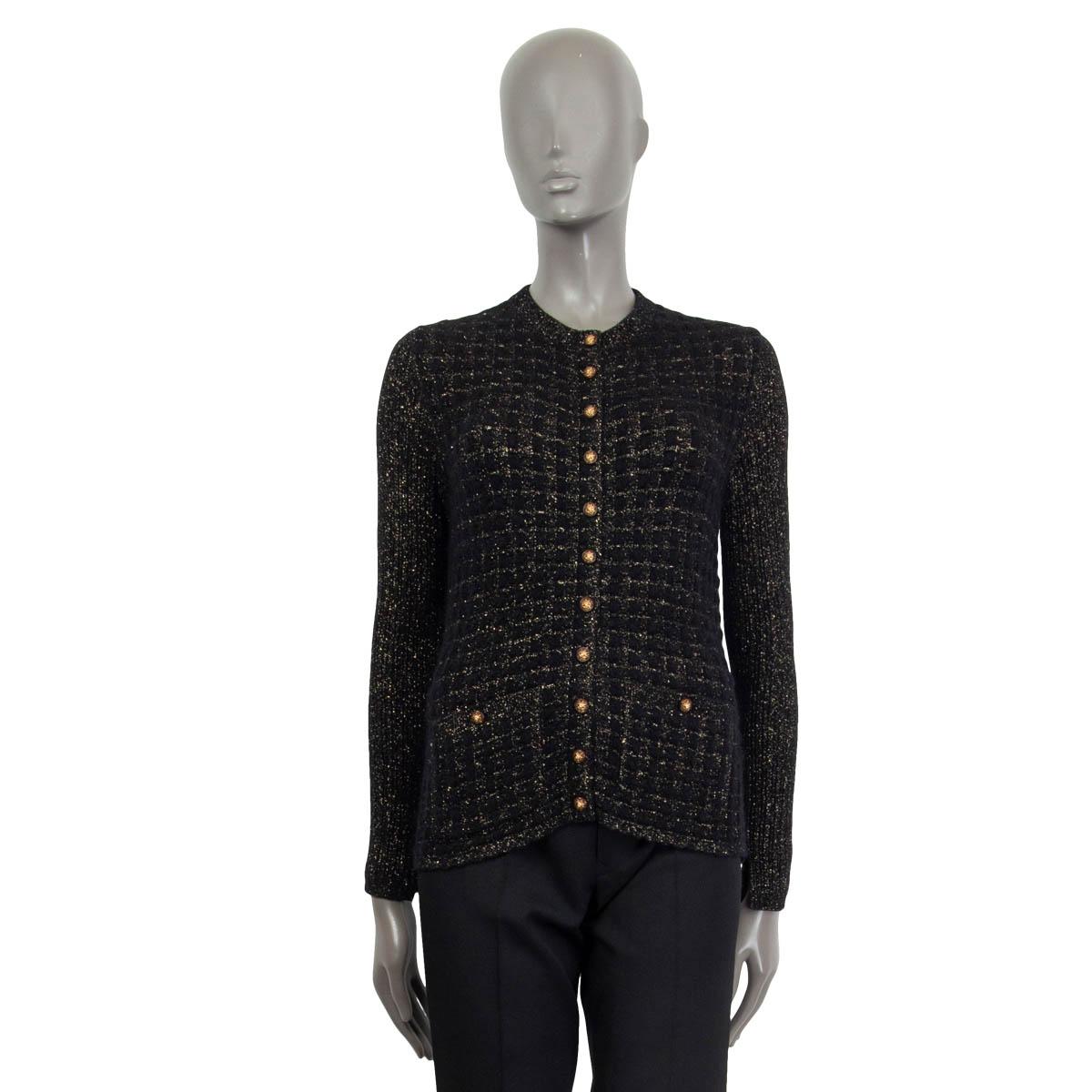 Women's CHANEL black 2017 COSMOPOLITE LUREX Cardigan Sweater 34 XXS 17A For Sale