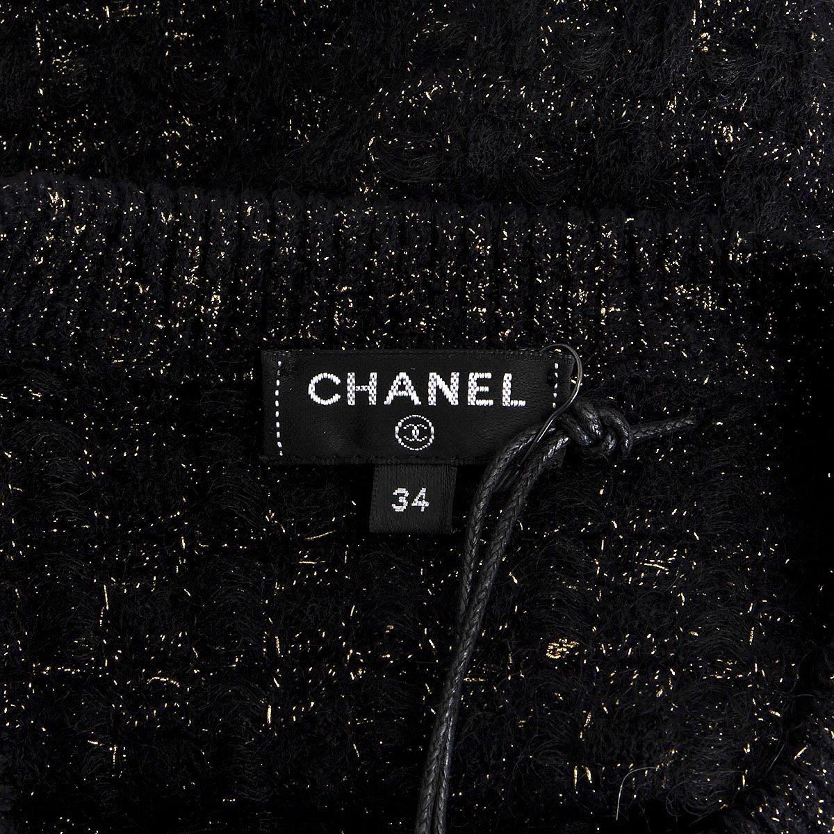 CHANEL black 2017 COSMOPOLITE LUREX Cardigan Sweater 34 XXS 17A For Sale 3