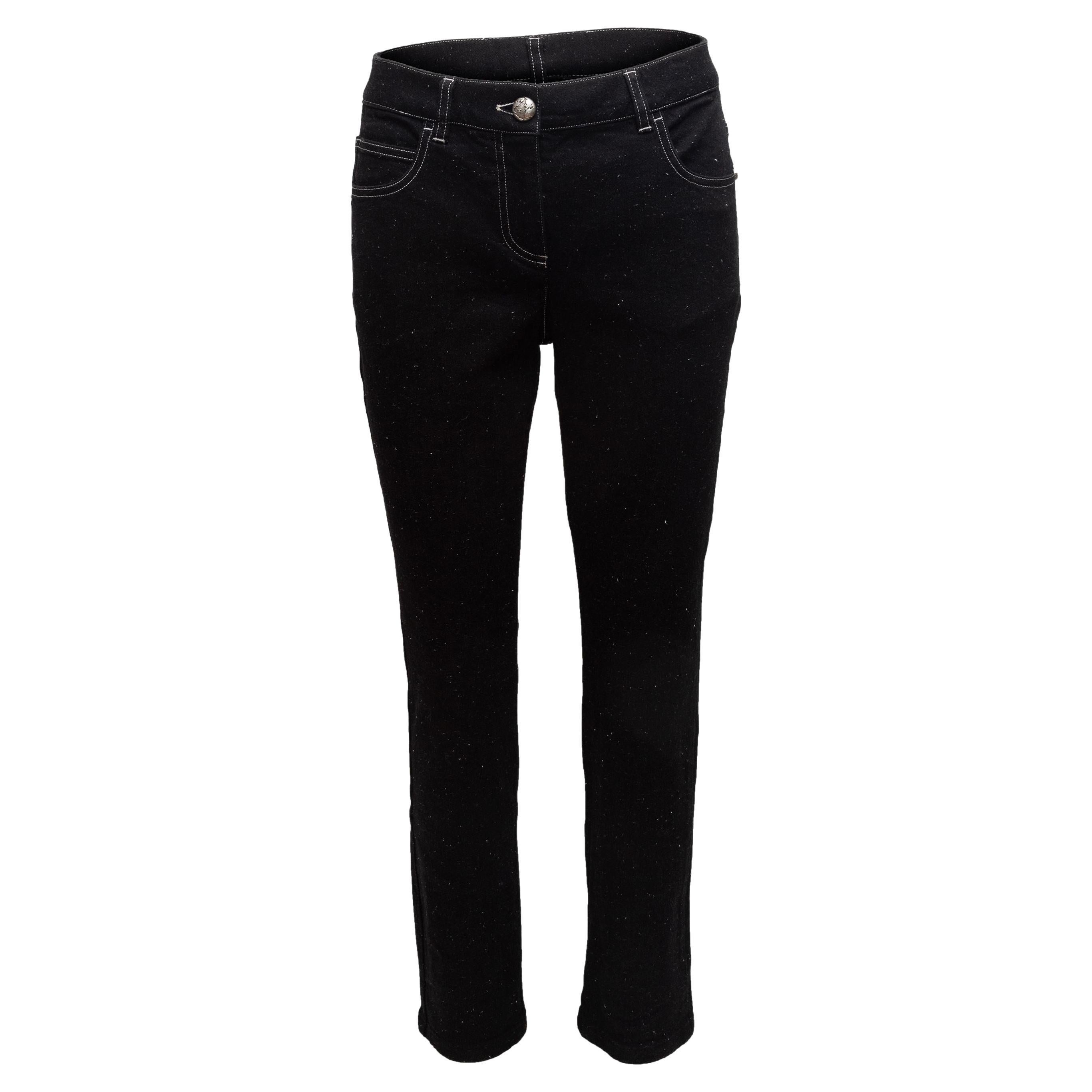 Vaqueros pitillo moteados Chanel Negro 2017