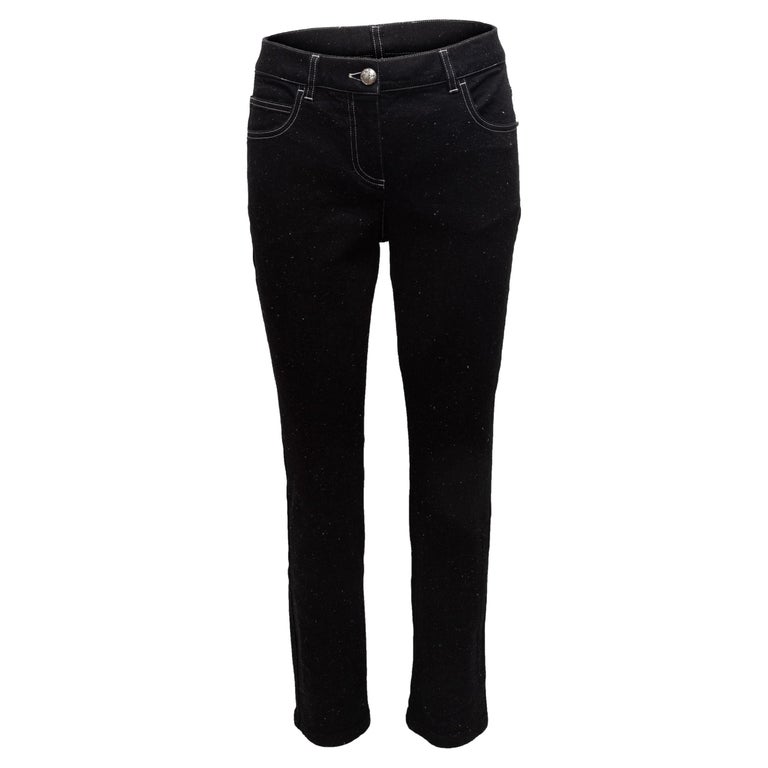 Chanel Black 2017 Speckled Skinny Jeans For Sale at 1stDibs