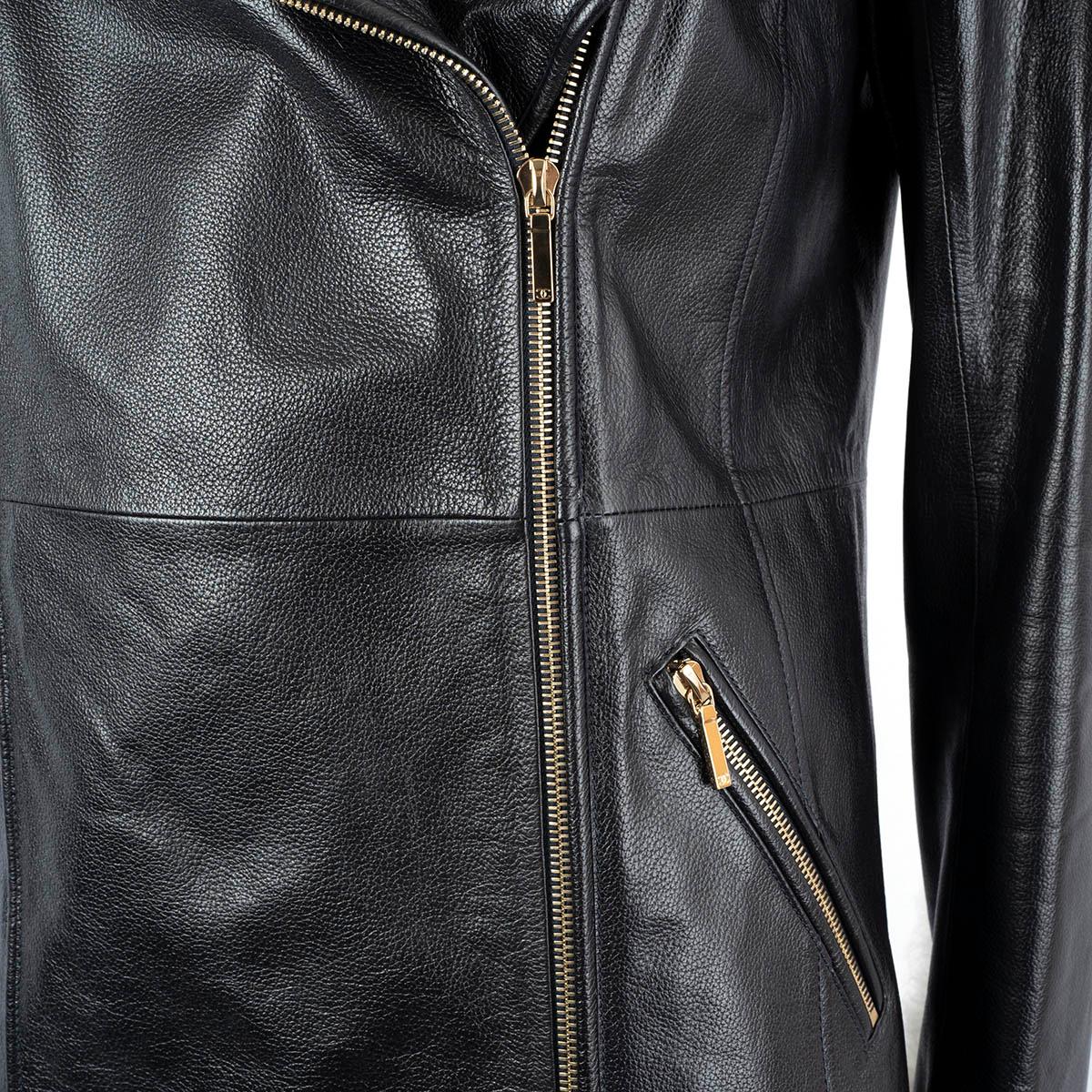 CHANEL black 2018 18A HAMBURG FUR TRIM LEATHER Coat Jacket 38 S For Sale 3
